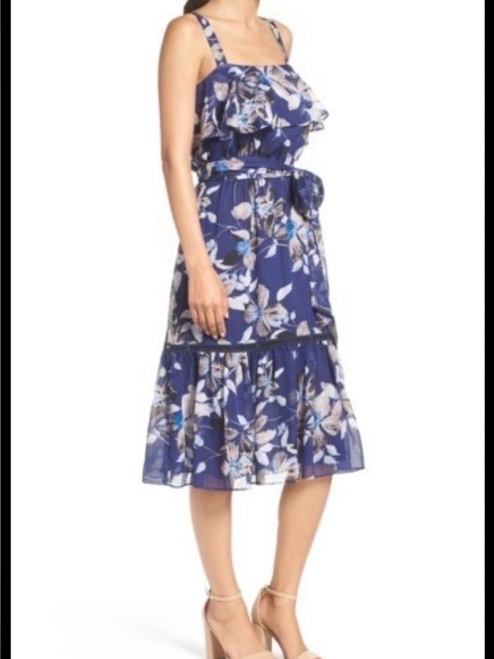 Eliza J Spring Blue Floral Flowy Midi Dress - Picture 5 of 12